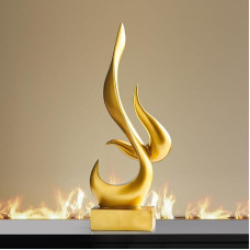 AWNR Abstrakti skulptūra Auksinis dekoras: Liepsnos statula iš dervos meno figūros Šiuolaikinis namų dekoras gyvenamajam kambariui TV stendas Biuro lentyna Akcentas Minimalistinis centrinis elementas Stalo dekoracijos