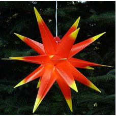 GURU SHOP 3D lauko žvaigždė Kaspar, skersmuo 55 cm, kalėdinė žvaigždė, sulankstoma žvaigždė su 18 antgalių, 4 m išorinis kabelis, LED lemputė, skersmuo 55 cm, 230 V E14, raudona/geltona, plastikas, kalėdinė žvaigždė, adventas
