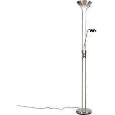 QAZQA - Modern Floor Lamp, Floor Lamp, Floor Lamp, Lamp Made of Steel, Silver, Matte Nickel with Reading Light Including LED and Dimmer - Diva 2 Dimmers I Dimmable I Living Room I Bedroom I De