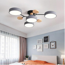 ELINKUME LED lubų šviestuvas, modernus, 89 cm lubų šviestuvas su galimybe reguliuoti apšvietimą, 4 galvutės, medinis lubų šviestuvas, 48 W didelis pusiau šviečiantis lubų šviestuvas miegamajam, svetainei, prieškambariui, biurui, virtuvei, koridoriui