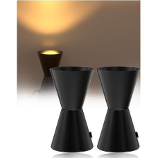 HeatingLux LED Floor Spotlight 6 W 600 LM Uplight Spot, 3000 K Warm White Aluminium Floor Lamp Indoor, Socket with E14 Lamp and Foot Switch (Black, Pack of 2)