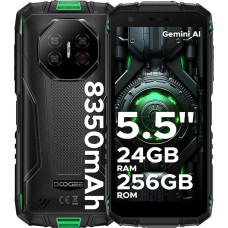 DOOGEE Fire 3 Ultra Android 15 AI lauko mobilusis telefonas be sutarties, 24GB + 256GB/2TB TF lauko išmanusis telefonas, 8350mAh, Unisoc T7200, 5,5 colių HD+16MP Gemini AI+20MP naktinio matymo kamera, 4G LET