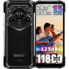 DOOGEE Blade 20 Pro 4G lauko mobilusis telefonas be sutarties, 11800 mAh, 24 GB + 256 GB (2TB) lauko išmanusis telefonas, 50 MP kamera su dirbtiniu intelektu, 6,6 colių HD + skylėtas ekranas, 3 kortelių lizdai/IP68/NFC (sidabrinis)