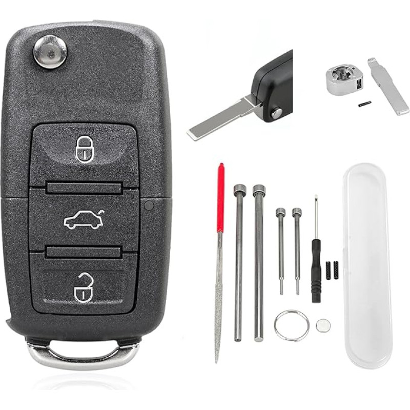 3 mygtukų automobilio nuotolinio valdymo pultelio korpusas VW Octavia Jetta Golf Skoda Polo B5 Leon Touran Sharan MK6 Scirocco Passat Bettle Transporter Seat raktelio dėklas su plieniniu kaiščiu nuėmimo įrankis Adatinis failas