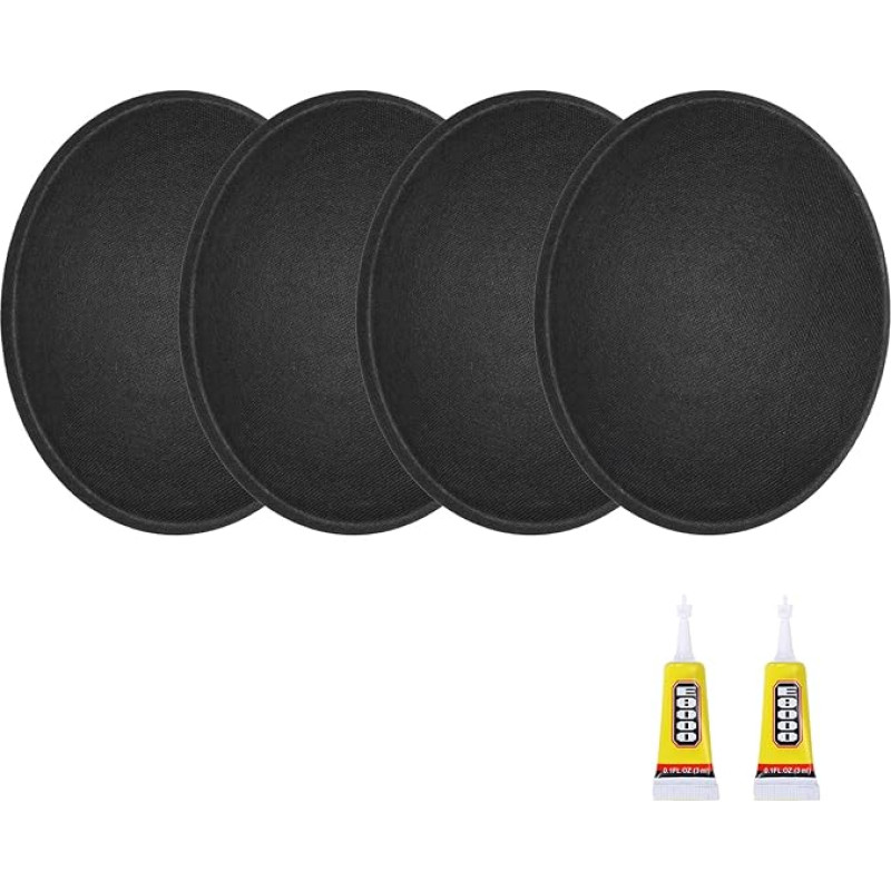garsiakalbio dulkių dangteliai 110 mm išorinio skersmens kupolo popieriaus dangtelis žemų dažnių garsiakalbio ritės dangtelio dangteliai su remonto klijais, skirti garsiakalbio apdailos priedų remontui 4 pakuotės