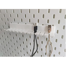 Cable Holder for IKEA Skadis in White | Pegboard Accessory Holder & Storage Organizer for Scissors, Tools, Stationery, Craft Supplies, DIY Pens and Accessories, for Home and Office