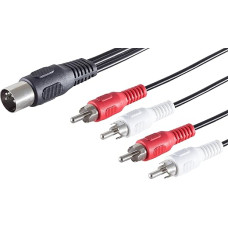 1aTTack.de 5 x 1,5 m 5 kontaktų DIN vyriškos ir 4 RCA vyriškos lyties aukštos kokybės garso adapterio kabelis Liejamos jungtys Nikeliuoti kontaktai Puikiai tinka HiFi muzikos sistemoms Studijų įrangai