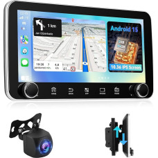 NHOPEEW 2+64G Android Car Radio with Carplay & Android Car - 10.36 Inch Touchscreen Support WiFi GPS Steering Wheel Control FM RDS Split Screen + Reversing Camera