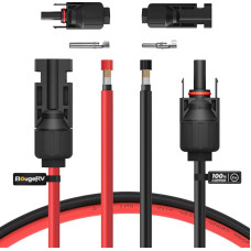 BougeRV 10 pėdų / 20 pėdų 10 AWG saulės energijos ilginimo kabelis su MC4 moterišku ir vyrišku saulės kolektorių adapterių rinkiniu (1 pora)