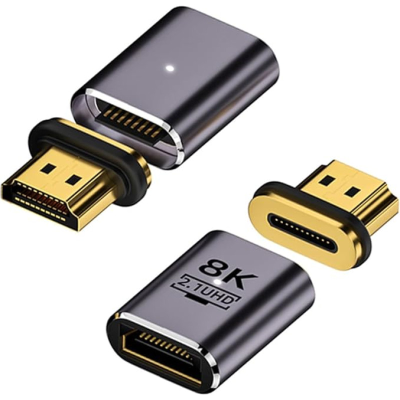 Strhowill 8K HDMI magnetinis adapteris, 8K@60Hz HDMI 2.1 moteriškos ir vyriškos lyties adapteris palaiko 8K@60Hz/4K@120Hz, skirtas nešiojamiesiems kompiuteriams, DVD, televizoriams, monitoriams, televizoriams, PS5, PS4, 