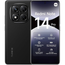 Xiaomi Redmi Note 14 Pro 5G Smartphone, 8+256GB, Black, 200MP Professional AI Camera, IP68, 45W Turbo Charge with 5110mAh Battery, AI Functions (No Charger Included), 2