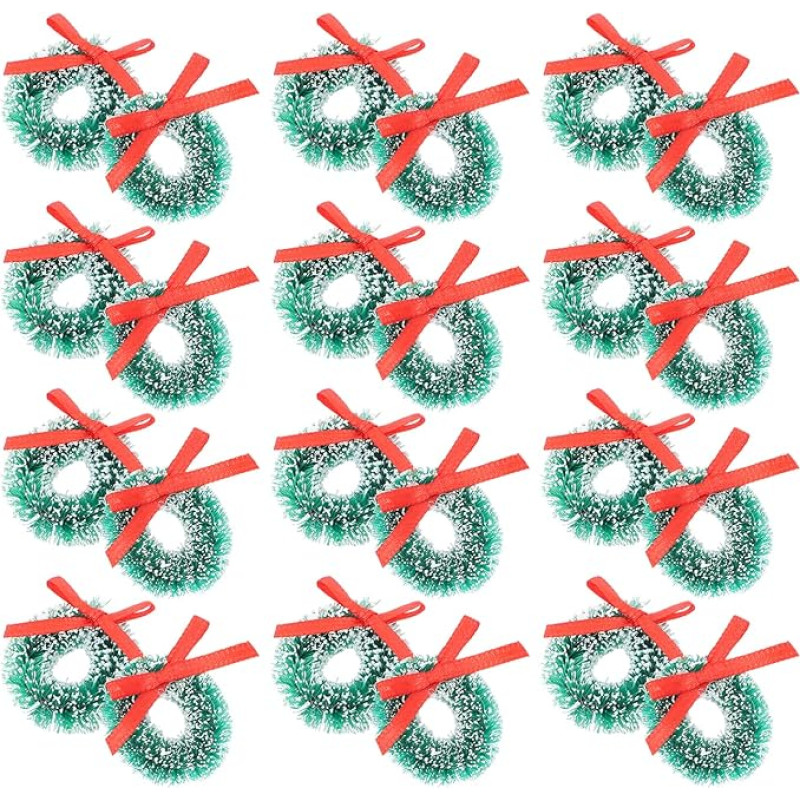Healeved 24 Stück Mini Weihnachtskränze, Bögen, Weihnachtsgirlande, Kronen, Festival, Girlande, Basteln, Wandbehang, Dekoration