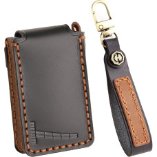 HIBEYO Car Key Case Fits Polestar 1 Polestar 2 Polestar 3 Polestar 4 Leather Protective Case Key Box Remote Control Key Case Key Case Key Case with Key Rings Black