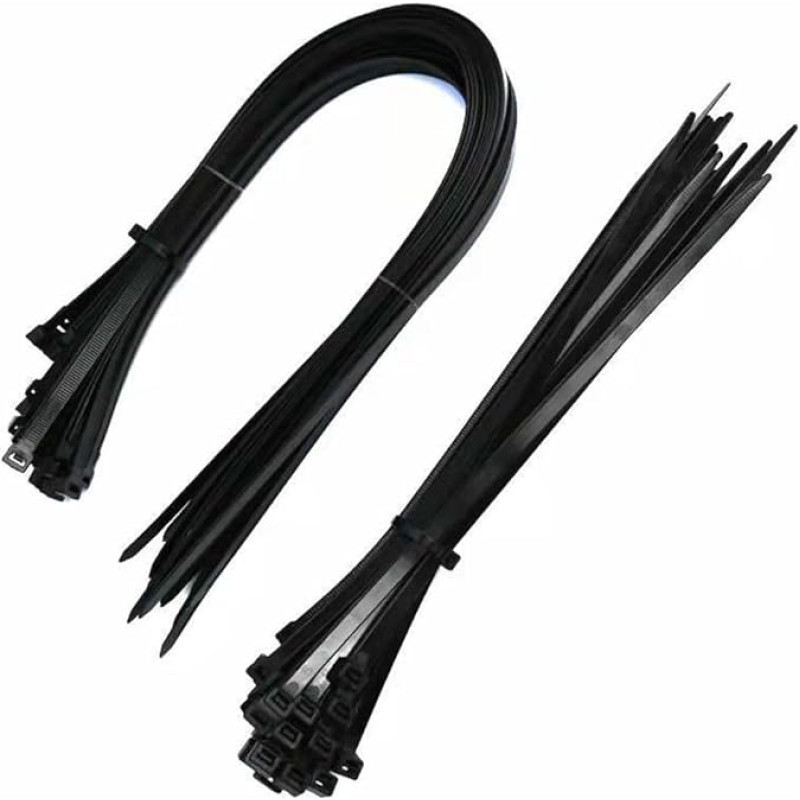 Kabelių raiščiai 100 vnt. 9 x 1200 mm Dideli kabelių raiščiai Pramoniniai tvirti kabelių raiščiai Nailoniniai savaime užsifiksuojantys daugiafunkciniai kabelių raiščiai Kabelių kaklaraištis Kabelių laikiklis Kabelių tvirtinimas