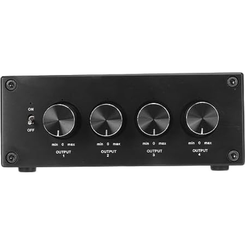 4 krypčių stereofoninio skirstytuvo dėžutė, 1 į 4 išėjimų mažo iškraipymo stereofoninio skirstytuvo dėžutė, garso signalo skirstytuvas su nepriklausomu valdymu, skirtas ausinių stiprintuvui (ES kištukas)