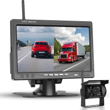 Reversing Camera Wireless Kit, 7 Inch HD Touchscreen Monitor, IP68 Waterproof Reversing Camera with Night Vision Function, BSD, Super Wide Angle