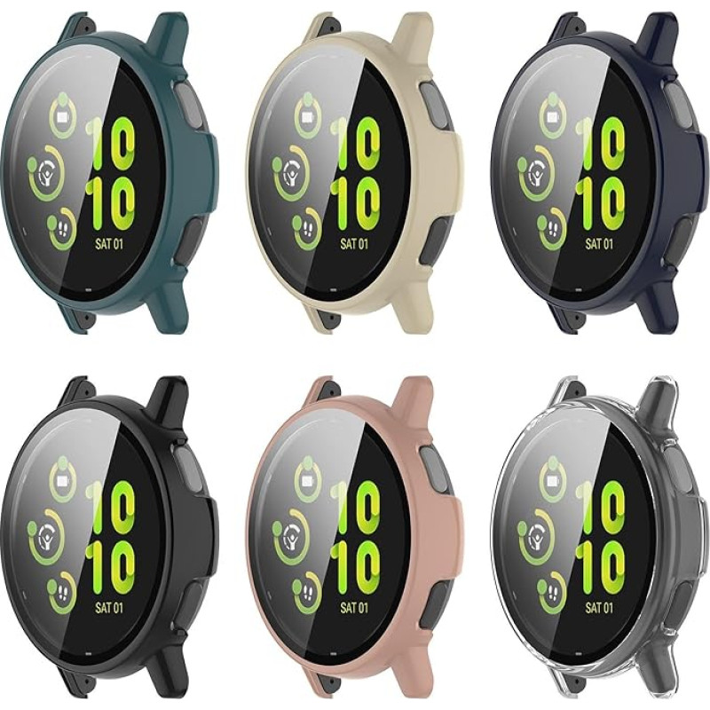 SMYAOSI Garmin Vivoactive 5 / Garmin Active 5 apsauginis dėklas + ekrano apsauga, įbrėžimams atspari apsauginė plėvelė, stiklo bamperio dėklas, itin plonas smūgiams atsparus Vivoactive 5 priedų dangtelis