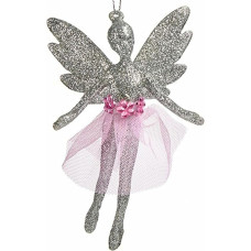 Krist+ Weihnachtsdekoration, Fee, silberfarben, Kunststoff, Glitzer, 8 x 12 x 5 cm (24 Stück)