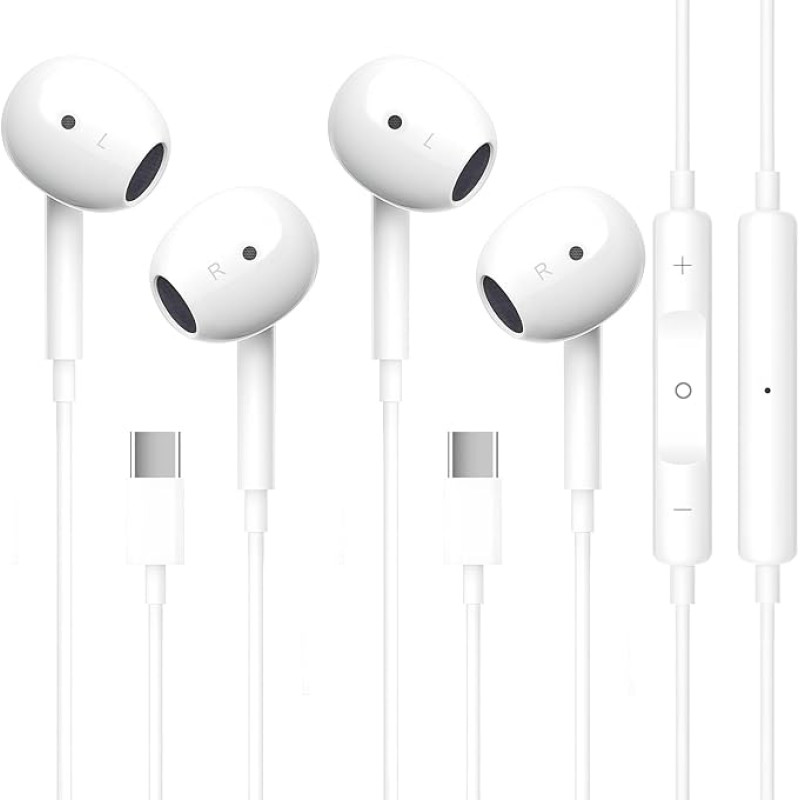 2 pakuotės laidinės USB C ausinės 