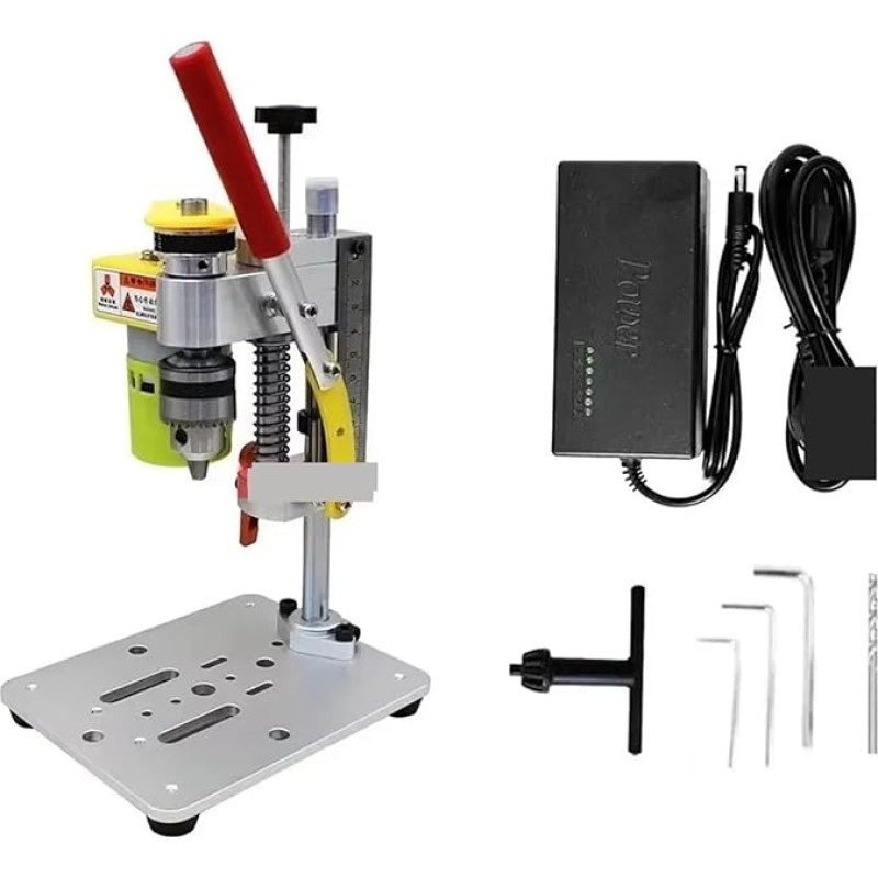 Bohrmaschine, Mini-Präzisions-Tischbohrmaschine mit CNC-Schiebetisch, 795-Motor, B12-Bohrfutter for Heimwerkerwerkzeuge, Holzhandwerk, Schmuckherstellung(Set1)