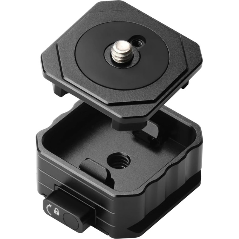 HSU greito atleidimo fotoaparato laikiklio adapteris, metalinė greito atleidimo plokštelė su 1/4 varžtu, greito atleidimo sistema DSRL fotoaparatams / gembėms / trikojams / monopodams / rutulinėms galvutėms / slankmačiams