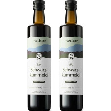 nedura® Black Cumin Oil Organic Cold Pressed (unfiltered) 2 x 500 ml - with High Thymoquinone Content, Organic Certified & 100% Pure - Fresh & Gently Pressed Daily - Direct from Own Manufactory