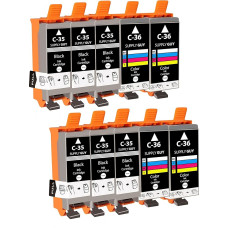 Tiekimas Guy 10 spausdintuvų kasetės, suderinamos su Canon PGI-35 CLI-36, skirtos Pixma IP100 IP110 IP110 + baterija IP110 serijos MINI260 TR150 IP100v IP110 baterija 260 MINI