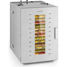 Klarstein Master Jerky - Dehydrator, Dehydrator Continuously Adjustable Temperature from 40-90 °C, 15-Hour Timer, DigiSet Control, 16 Compartments Made of Stainless Steel, Dehydrator with 1500 W,