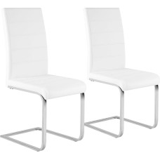 WOLTU BH378ws-2 Valgomojo kėdės, 2 kėdės, supamoji kėdė, konsolinė kėdė, virtuvės kėdė, minkšta kėdė, su aukštu atlošu, dirbtinė oda, skirta valgomajam stalui, virtuvei, svetainei, biurui, balta