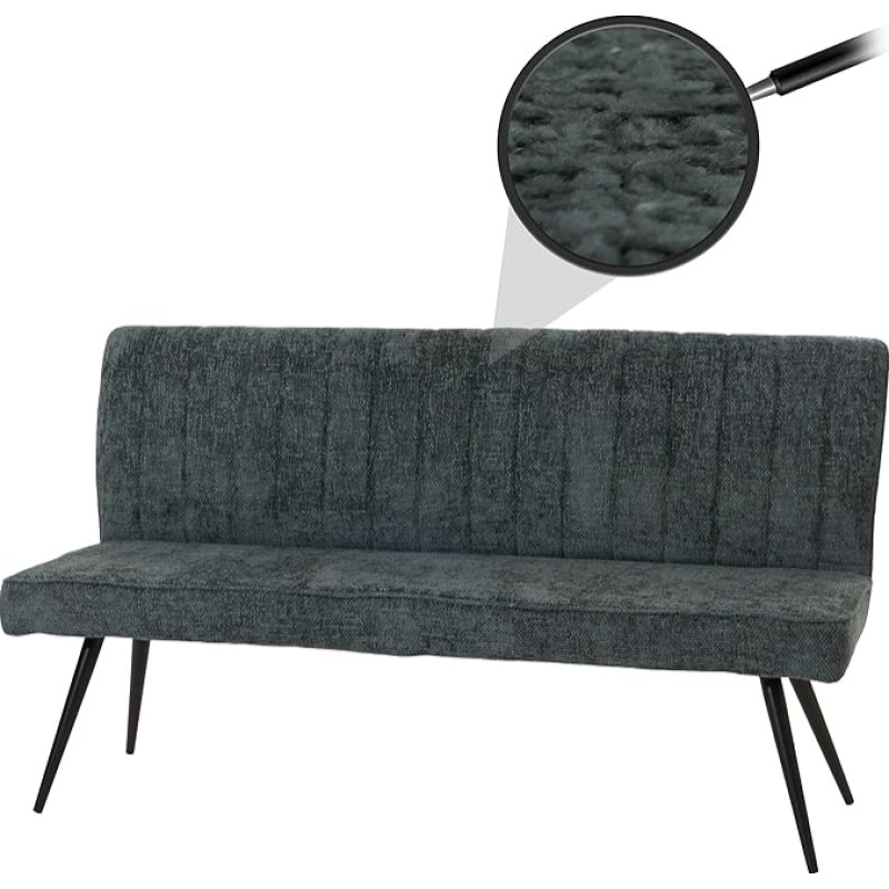 Mendler HWC-K16 Valgomojo suolas Minkštas suolas Atlošas Audinys / Tekstilė Chenille Metalas 160 cm Mėlyna / Žalia