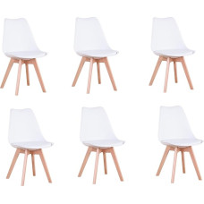 6 baltų valgomojo kėdžių rinkinys, virtuvės kėdės, 6 kėdės, valgomojo kėdės, modernios virtuvės kėdės valgomajam, virtuvei ir biurui, su paminkštinta sėdyne ir buko medienos kojomis (baltos spalvos, 6)