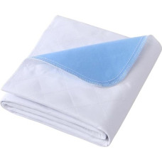 Aimtton Pack of 2 Washable Incontinence Pads, 70 x 90 cm, Absorbent Fleece Mattress Topper, Waterproof and Washable, Blue/White