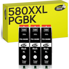 Happy Printer 3 spausdintuvų kasetės suderinamos su Canon PGI-580 PGBK, skirtos Pixma TR7500 TR7550 TR8500 TR8550 TS6100 TS6150 TS6151 TS6300 TS6350 TS8100 TS8150 TS8151 TS8151 TS8151 TS8151 TS811 TS8151 TS811 52