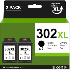 APEXCOLOR 302 XL juodos spalvos spausdintuvo kasetės, suderinamos su HP 302 XL, tinkančios HP Envy 4525 4520 4527, DeskJet 3630 3636 3638, OfficeJet 3830 3831 (2 vnt.)