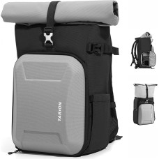 TARION Kamerarucksack Rolltop Fotorucksack mit Hartschale: Profesionalus Kameratasche Spiegelreflex mit 16 Zoll Laptopfach für DSLR SLR Kameras Objektive Stativ