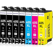 SINOPRINT 405XL spausdintuvų kasetės, suderinamos su Epson 405 XL kasetėmis, skirtomis Workforce Pro WF-4820 WF-3820 WF-4830 WF-3825 WF-4825 WF-7840 WF-7830 WF-7835 spausdintuvams (4 juodos, 1 žydros, 1 purpurinės, 1 raudonos ir 1 raudonos spalvos)