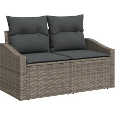 Rantry 7-teiliges Garten Sofa Set mit Kissen Grau Poly Rattan Gartenlounge Modelis3355278