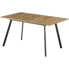 B&D home Mara 11201-FS-EIWL Dining Table Extendible 120-160 x 80 cm for 4-6 People Wooden Kitchen Table with Metal Frame for Dining Room, Kitchen, Scandinavian Modern Design, Wild Oak Look
