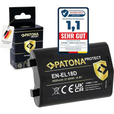 PATONA Protect EN-EL18D baterija 3500mAh / 37,8Wh suderinama su Nikon D4 D4s D5 D5 D6 D810 D850 Z9 Pakaitinė baterija su V1 apsauginiu korpusu, skirta EN-EL18 EN EL 18 18D EL18D ENEL18D ENEL18D ENEL18D ENEL18D