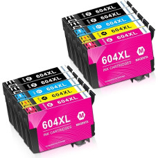 BAISINE 10 604XL spausdintuvų kasečių pakuotė, suderinama su Epson 604 XL rašalo kasetėmis, skirtomis Epson XP-2200 XP-2205 XP-3200 XP-3205 XP-4200 XP-4205 Workforce WF-2930DWF WF-2935DWF WF-2910DWF