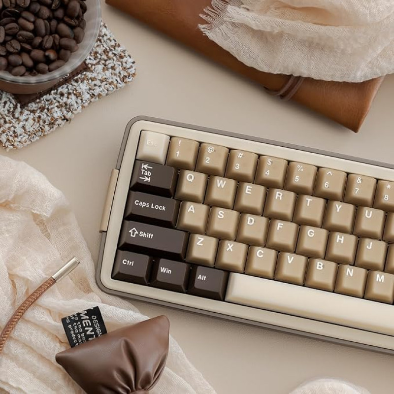 Retro PBT klavišų dangtelių rinkinys 164 klavišų rinkinys Cherry Profile Brown Keycaps 60% 65% 75% 75% 100% Dye Sublimation Kostom Keycaps for Cherry Gateron MX Switches Mechaninės klaviatūros