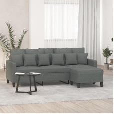 LAPOOH 3201090 3-Seater Sofa with Stool Dark Grey 180 cm Fabric, Sofas & Couches, Sofa Living Room, Sofa for Teenager's Room, Relaxing Sofa, Sofa for Bedroom, Upholstered Sofa