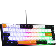 The G-Lab Keyz Hydrogen Gaming Keyboard, 60% Semi-Mechanical Keyboard, Wired Azerty, Colourful Backlight, Quiet, Compact Format TKL - PC/PS5-2023 (Black/White/Orange)