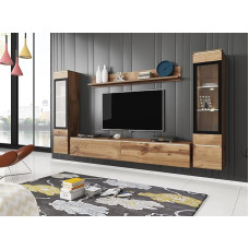 VEVE 2 4-teiliges Wohnwandmöbel-Set für Wohnzimmer, modernes Unterhaltungszentrum, Wotan-Eichen-Finish