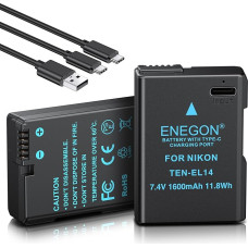 ENEGON EN-EL14/EN-EL14a C tipo įkroviklio prievadas Baterijos 1600 mAh Suderinama su Nikon DSLR D3100, D3200, D3300, D3400, D3500, D5100, D5200, D5300, D5500, D5600, DF Coolpix P7 0000, P7100, P7700, P7800