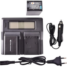 DSTE® 2 pakuotės atsarginių baterijų NP-FV100 + LCD dvigubas įkroviklis, suderinamas su 