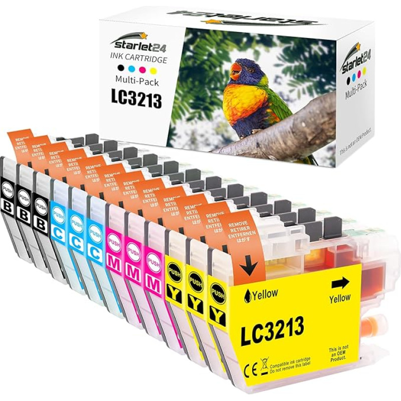 Starlet24 12x LC3213 LC-3213 Compatible with Brother LC-3213 LC3213 Printer Cartridges for Brother DCP-J572DW DCP-J772DW DCP-J774DW MFC-J497DW MFC-J491DW MFC-J890DW MFC-J895DW