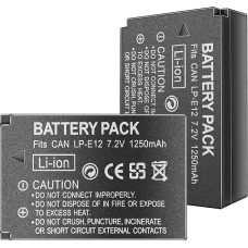 Camulti LP-E12 1250mAh 2-Pack Rechargeable Lithium-Ion Battery Compatible with Canon EOS M Compact System Cameras: EOS 100D, Kiss X7, M2, SL1, EOS-M, M10, M100, M50, PowerShot SX70 HS, Rebel SL1