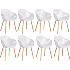 JZGORC 8 valgomojo kėdžių rinkinys, virtuvės kėdės su odinėmis pagalvėlėmis ir porankiais, tuščiavidurės atlošo kėdės, tinkančios svetainei, virtuvei, terasai - baltos spalvos