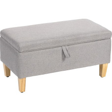 HOMCOM 30L Leinen Stauraum Ottomane Gepolsterter Fußhocker mit Gummibeinen für Aufbewahrungsbox, Bettende, Schuhbank, Sitzgelegenheit, Hellgrau
